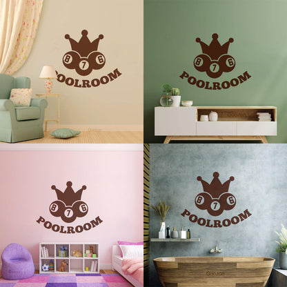 Vinyl Wall Stickers Poolroom Crown Balls Cue Billiards Hobbies Can Modify And Add Information
