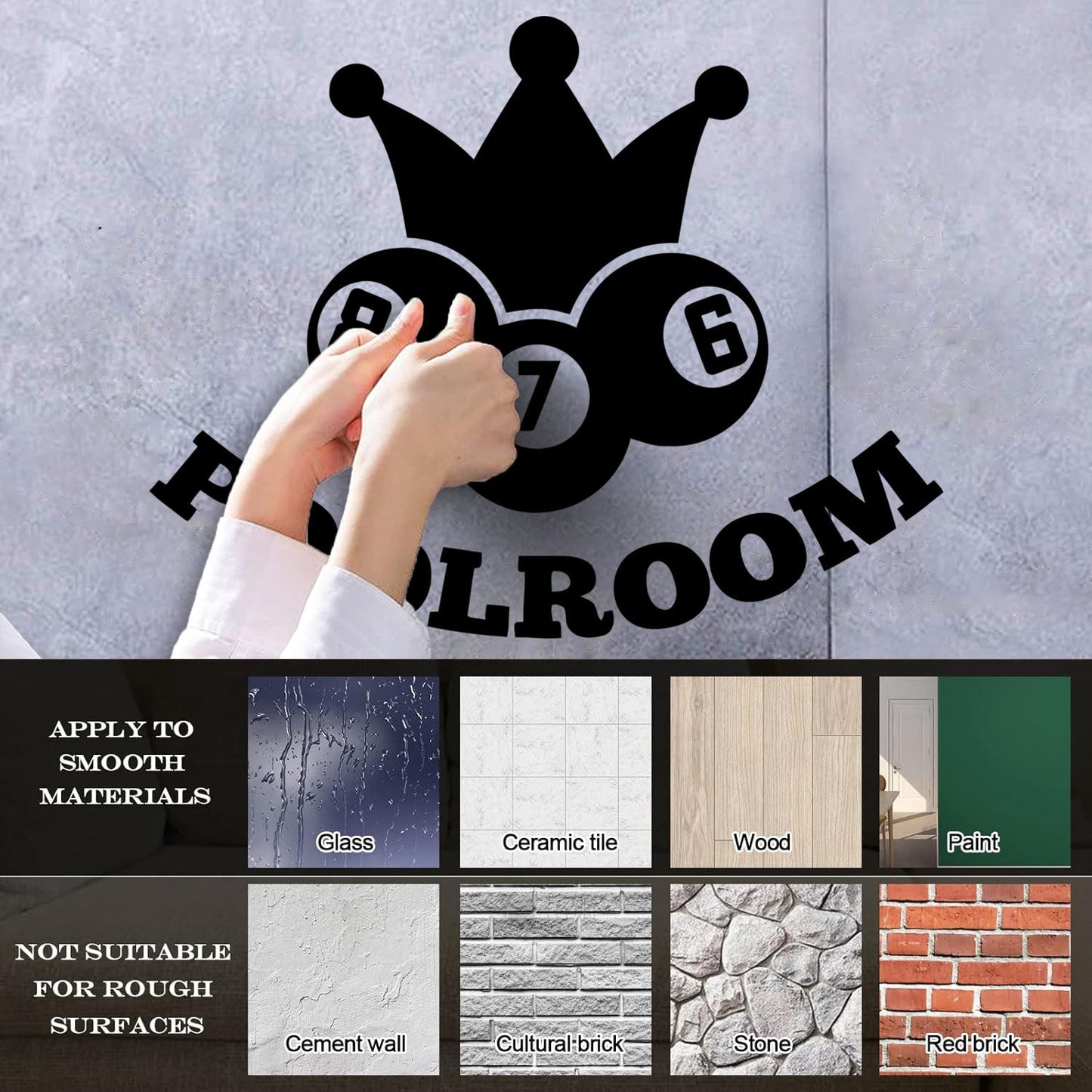 Vinyl Wall Stickers Poolroom Crown Balls Cue Billiards Hobbies Can Modify And Add Information