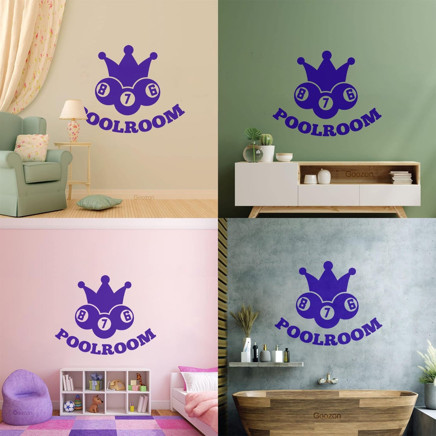 Vinyl Wall Stickers Poolroom Crown Balls Cue Billiards Hobbies Can Modify And Add Information