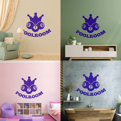 Vinyl Wall Stickers Poolroom Crown Balls Cue Billiards Hobbies Can Modify And Add Information