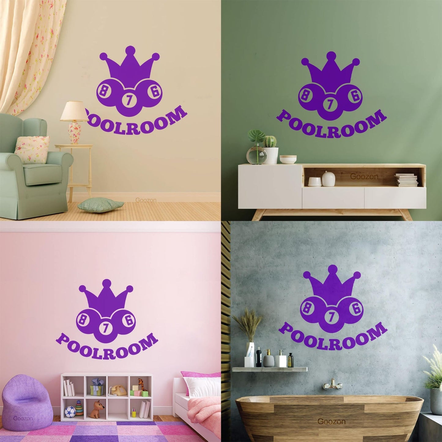 Vinyl Wall Stickers Poolroom Crown Balls Cue Billiards Hobbies Can Modify And Add Information