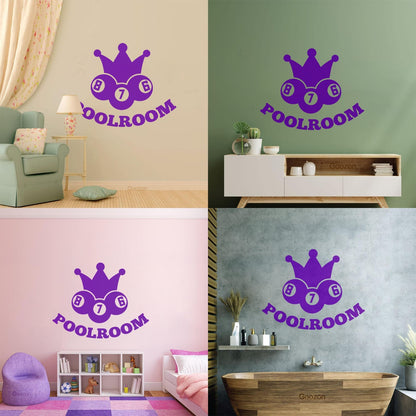 Vinyl Wall Stickers Poolroom Crown Balls Cue Billiards Hobbies Can Modify And Add Information