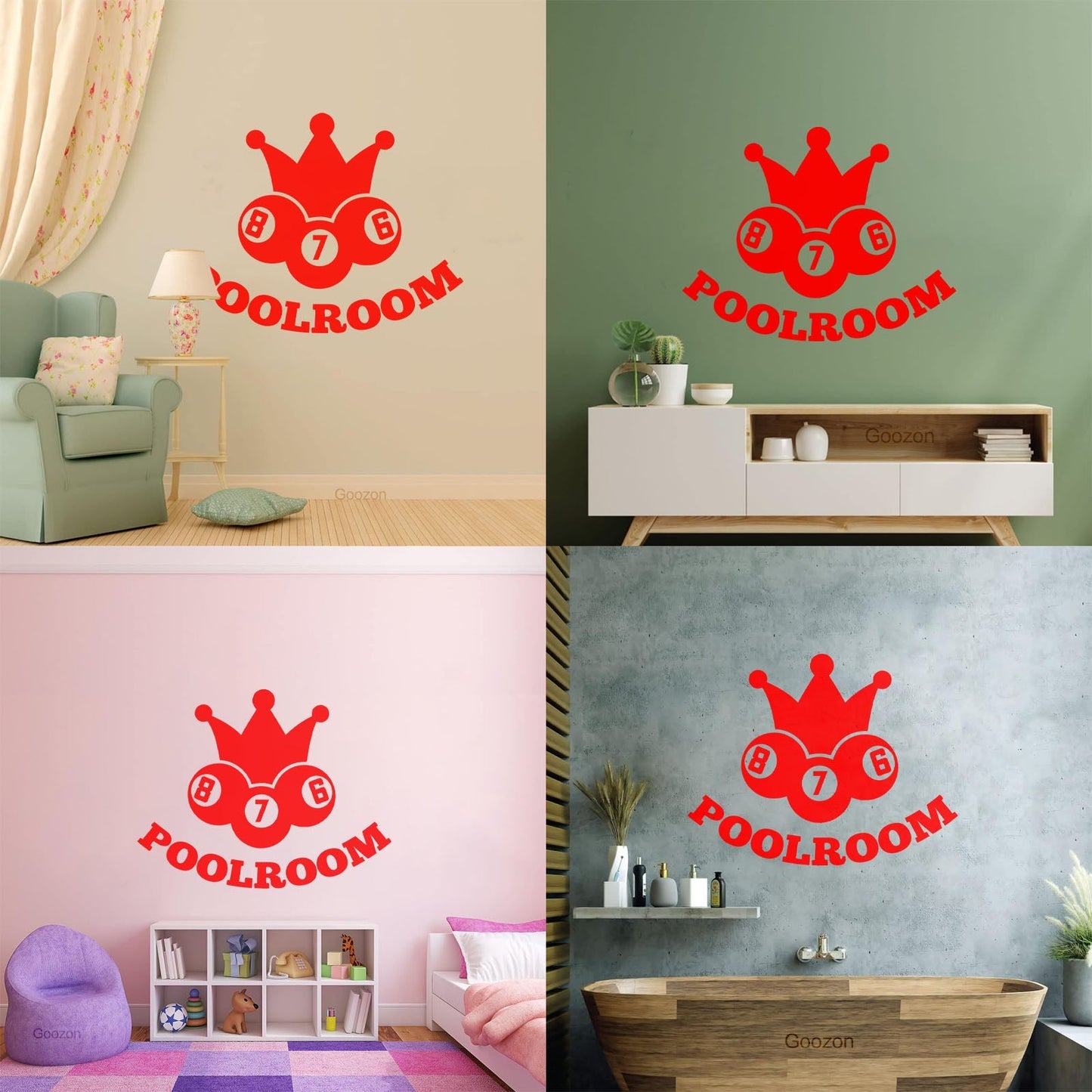 Vinyl Wall Stickers Poolroom Crown Balls Cue Billiards Hobbies Can Modify And Add Information