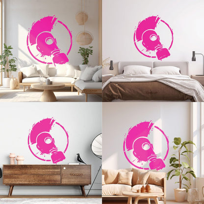Wall Vinyl Sticker Decor Punk Style Subculture Mohawk Gas Mask Store Decoration