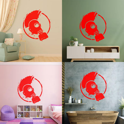 Wall Vinyl Sticker Decor Punk Style Subculture Mohawk Gas Mask Store Decoration