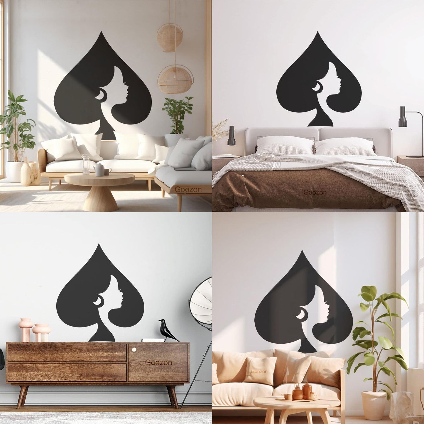 Wall Stickers Queen Of Spades Playing Cards Poker Removable Without Leaving Glue