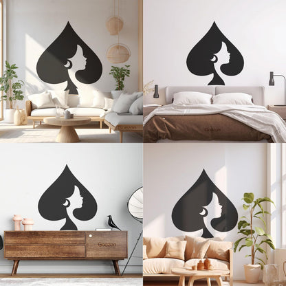 Wall Stickers Queen Of Spades Playing Cards Poker Removable Without Leaving Glue