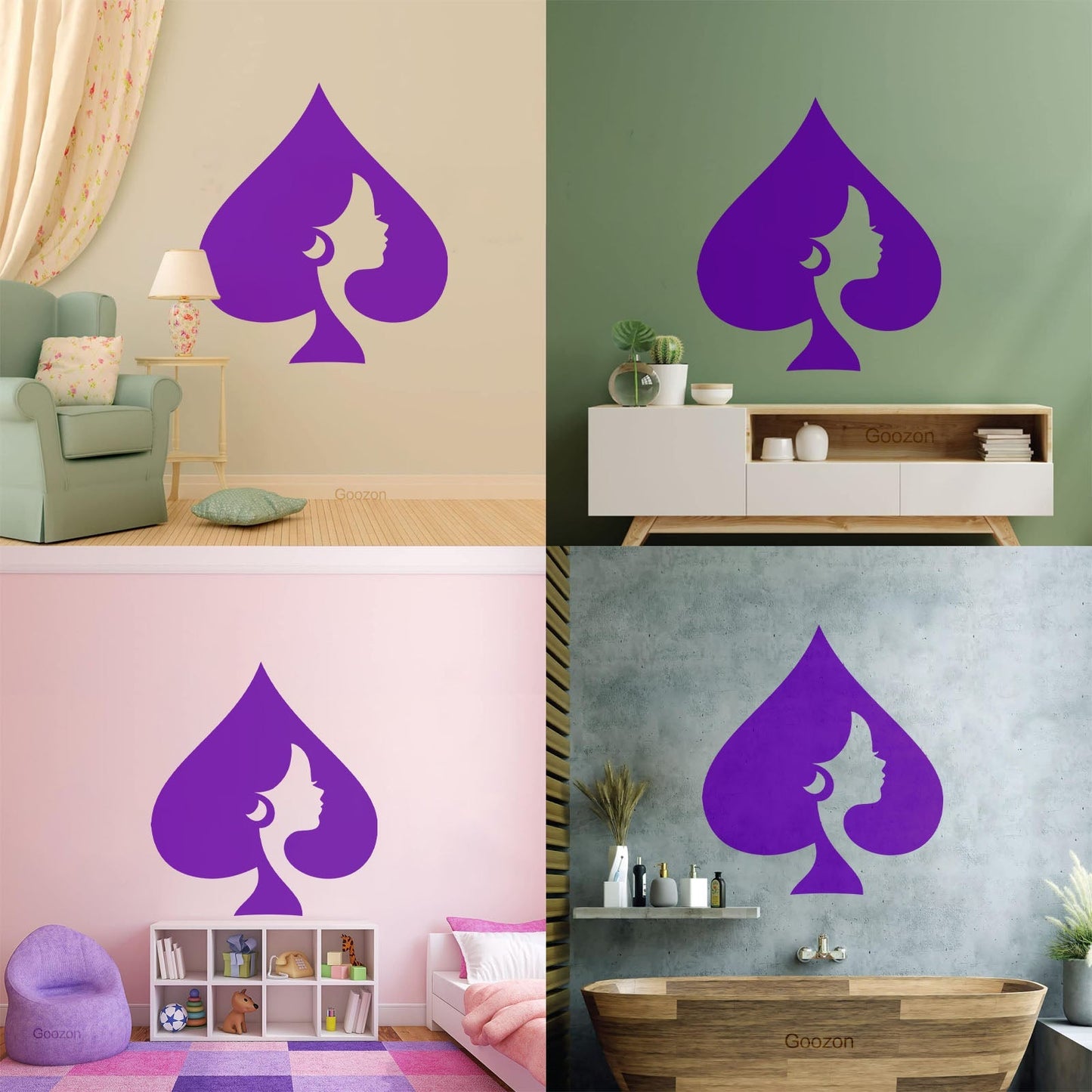 Wall Stickers Queen Of Spades Playing Cards Poker Removable Without Leaving Glue