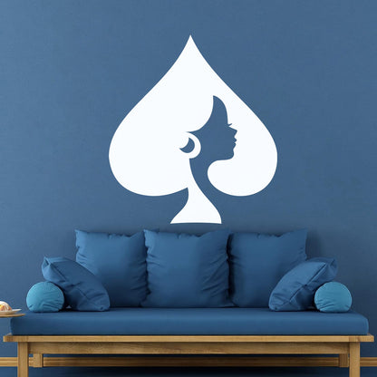 Wall Stickers Queen Of Spades Playing Cards Poker Removable Without Leaving Glue