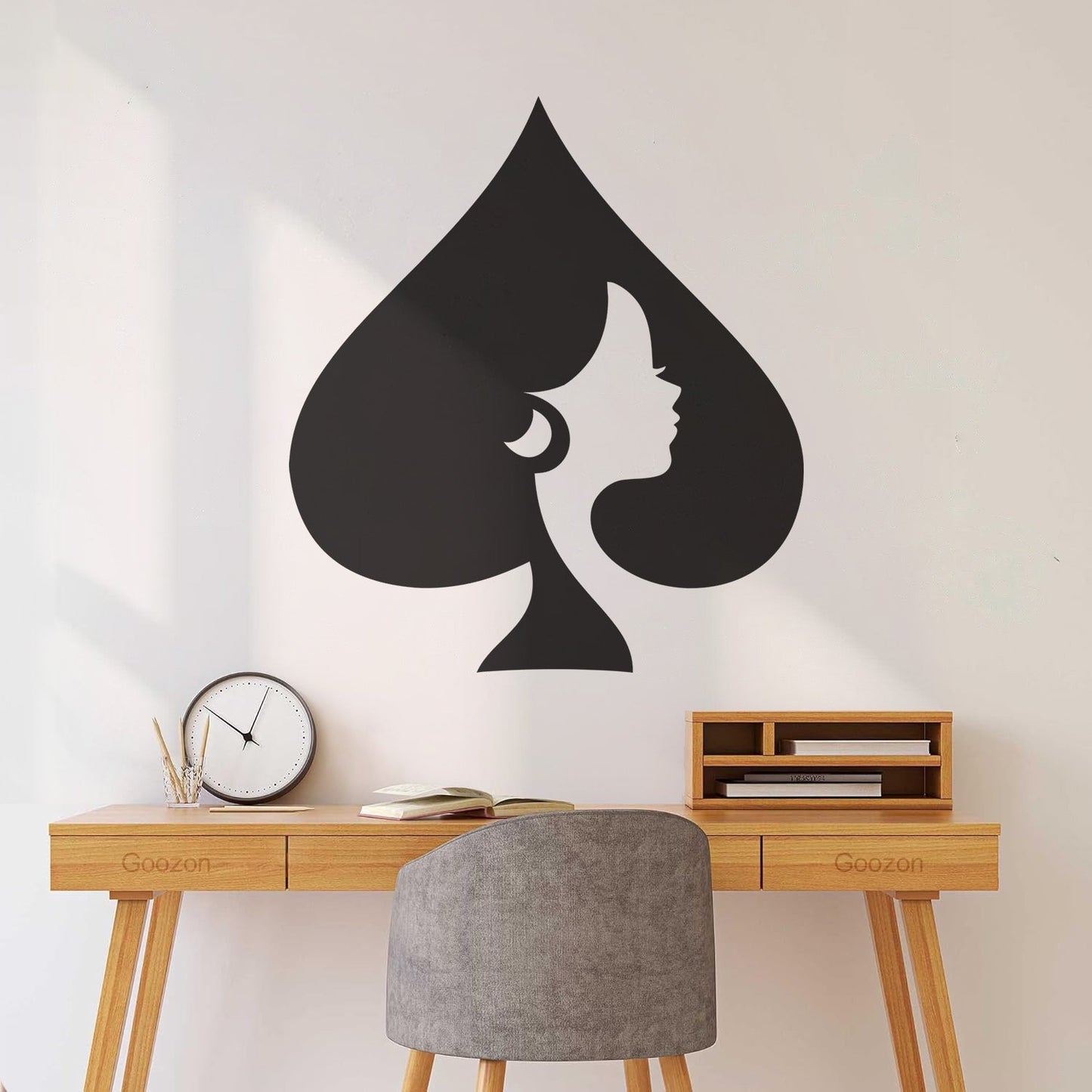 Wall Stickers Queen Of Spades Playing Cards Poker Removable Without Leaving Glue