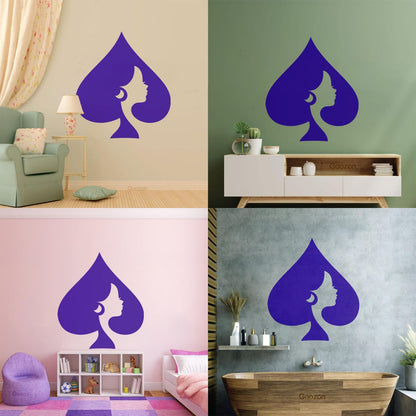 Wall Stickers Queen Of Spades Playing Cards Poker Removable Without Leaving Glue