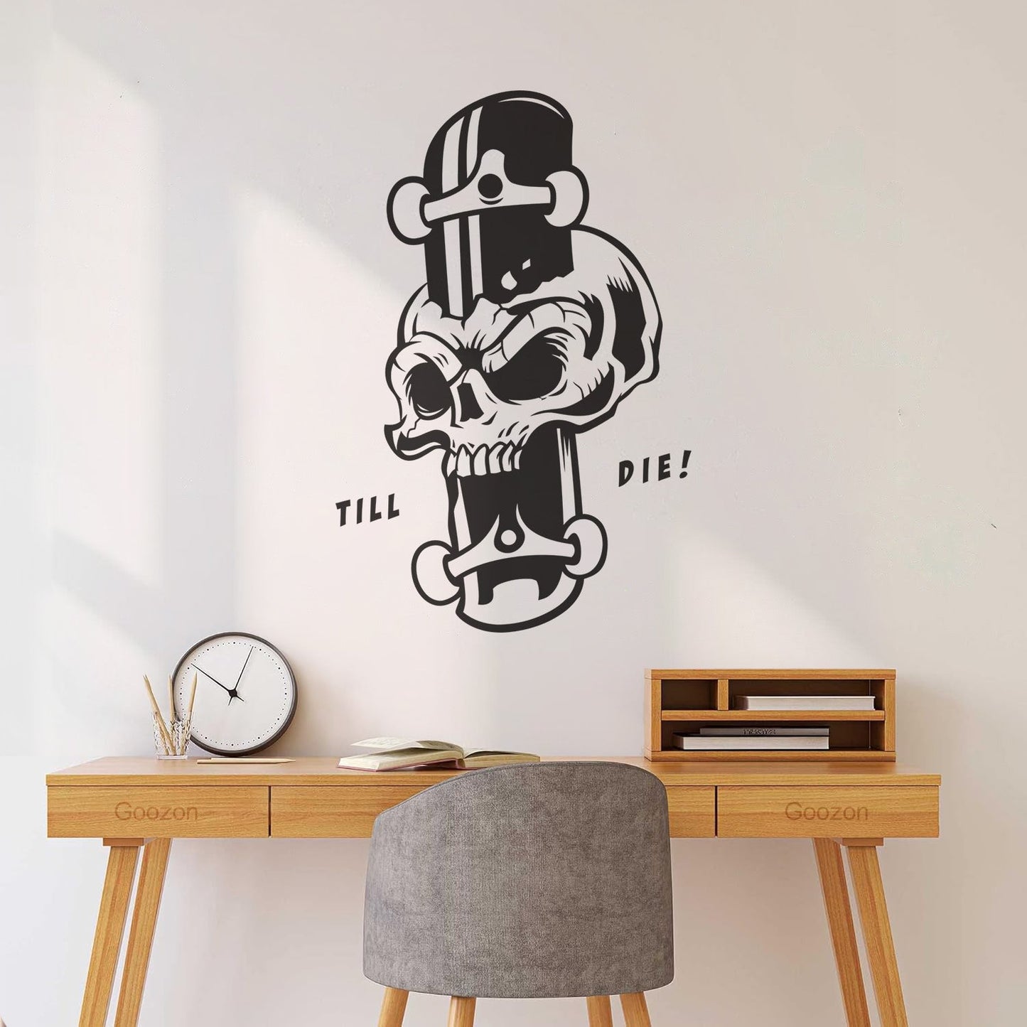 Lettering Stickers Skeleton Boards Till Die Skateboarding Skull Art Mural Painting