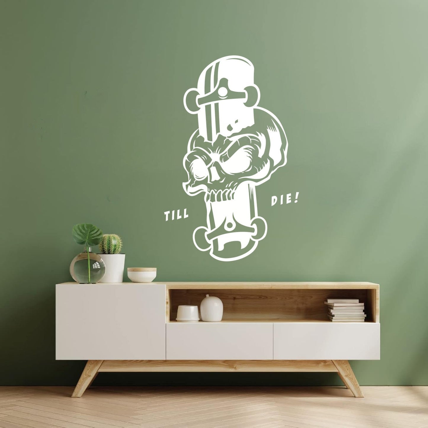 Lettering Stickers Skeleton Boards Till Die Skateboarding Skull Art Mural Painting