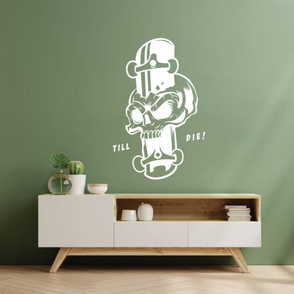 Lettering Stickers Skeleton Boards Till Die Skateboarding Skull Art Mural Painting