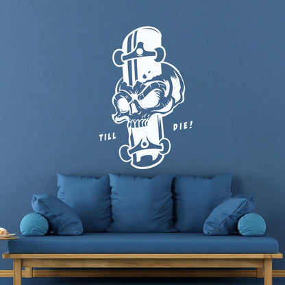Lettering Stickers Skeleton Boards Till Die Skateboarding Skull Art Mural Painting