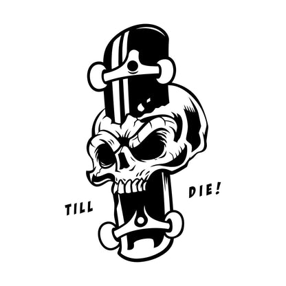 Lettering Stickers Skeleton Boards Till Die Skateboarding Skull Art Mural Painting