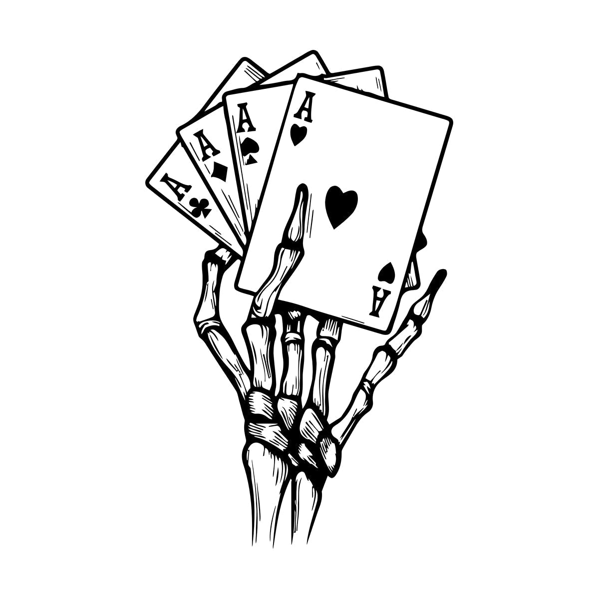 Wall Decals Paster Paper Skeleton Hand Drawings Playing Cards Aces Multiple Size Options