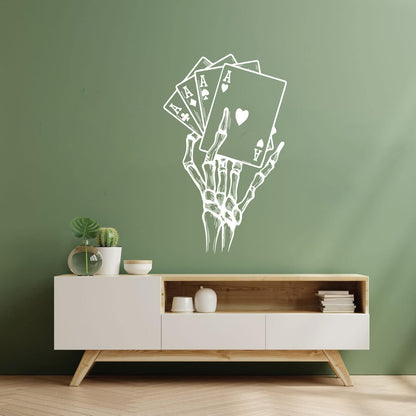 Wall Decals Paster Paper Skeleton Hand Drawings Playing Cards Aces Multiple Size Options
