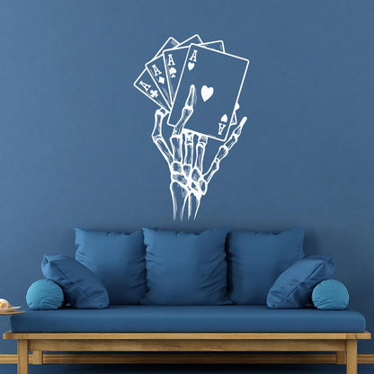 Wall Decals Paster Paper Skeleton Hand Drawings Playing Cards Aces Multiple Size Options