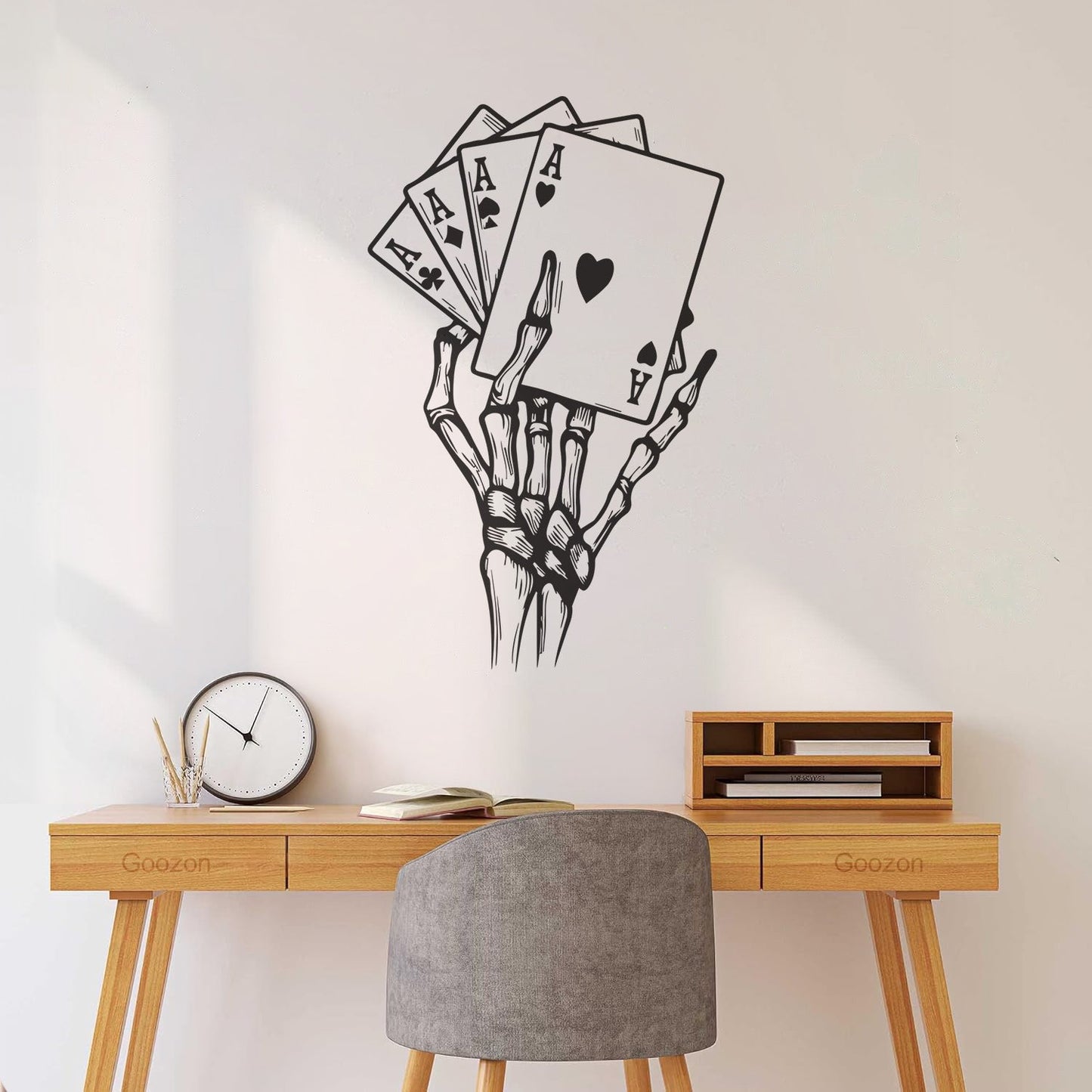 Wall Decals Paster Paper Skeleton Hand Drawings Playing Cards Aces Multiple Size Options