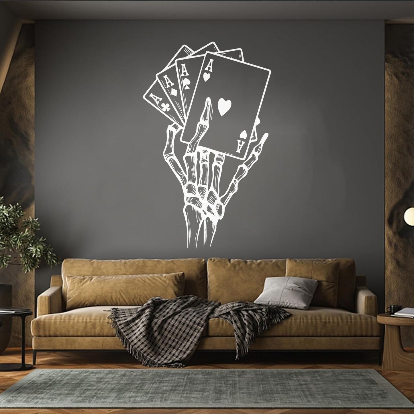 Wall Decals Paster Paper Skeleton Hand Drawings Playing Cards Aces Multiple Size Options