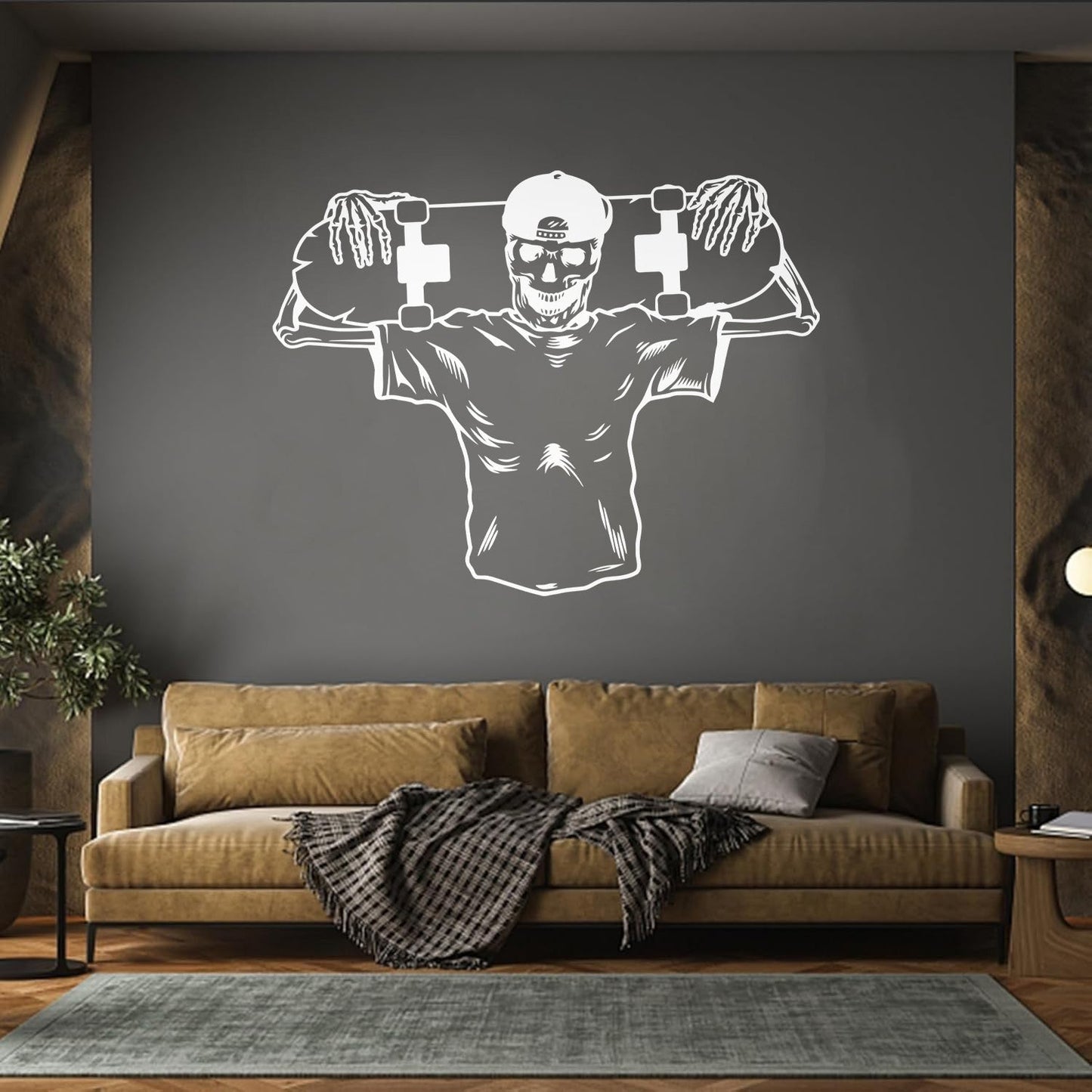 Skull Bones Cap Skateboard Skater Vinyl Wall Stickers Waterproof