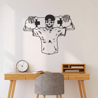 Skull Bones Cap Skateboard Skater Vinyl Wall Stickers Waterproof