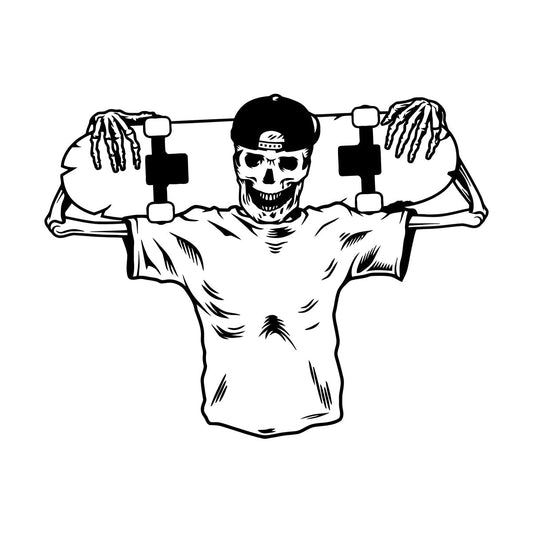 Skull Bones Cap Skateboard Skater Vinyl Wall Stickers Waterproof