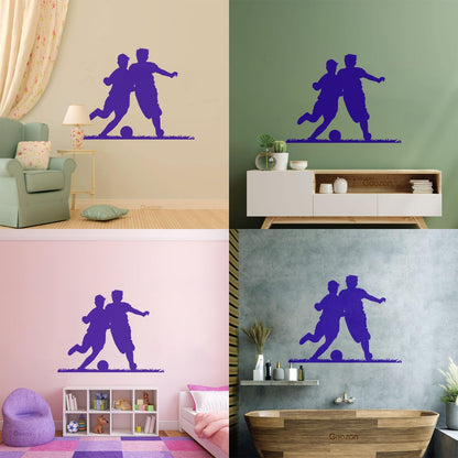 Fine Carving Stickers Soccer Boys Players Silhouette Ball Game Window Decals