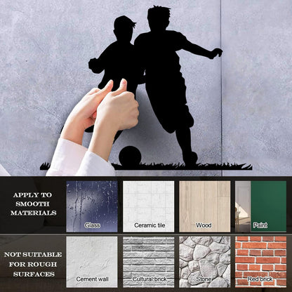 Fine Carving Stickers Soccer Boys Players Silhouette Ball Game Window Decals
