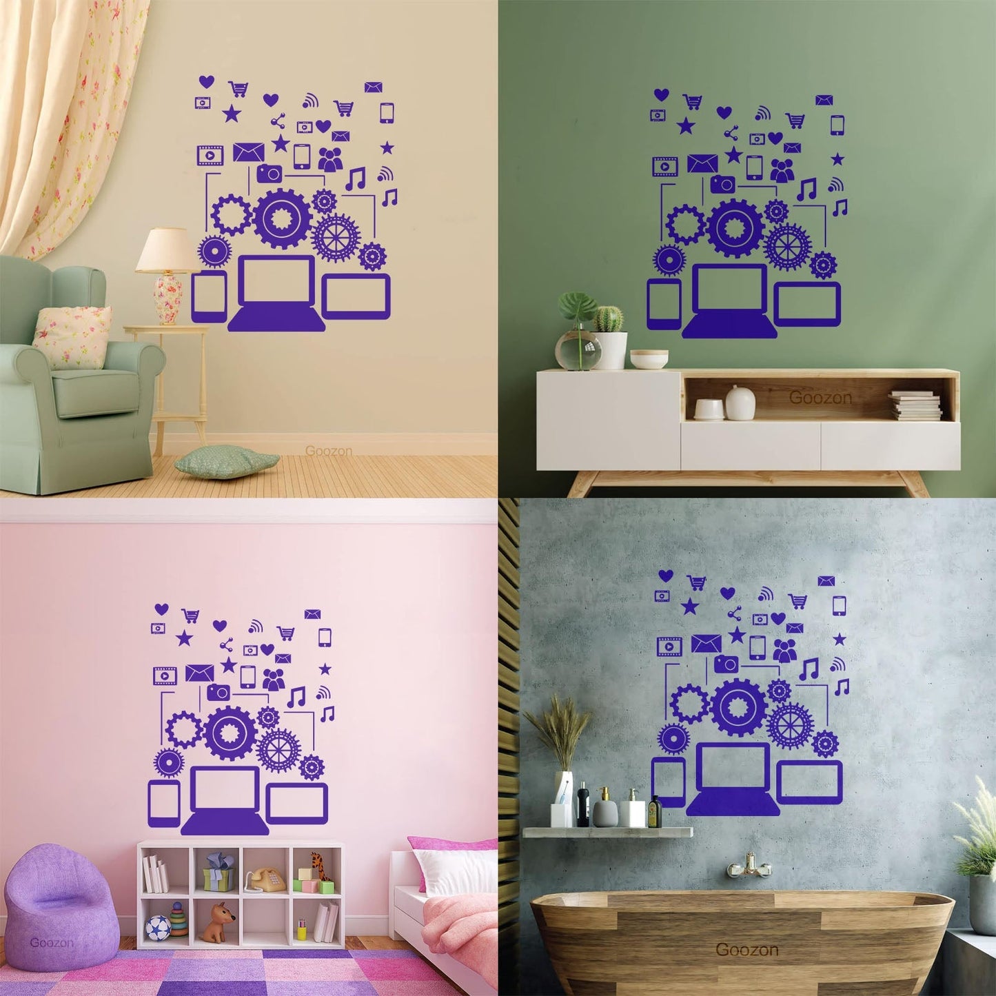 Wall Stickers Social Network Communication Gadgets Glass Stickers