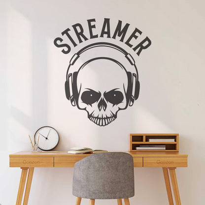 Streamer Gaming Zone Skull Headphones Engraving Stickers Removable Without Leaving Glue
