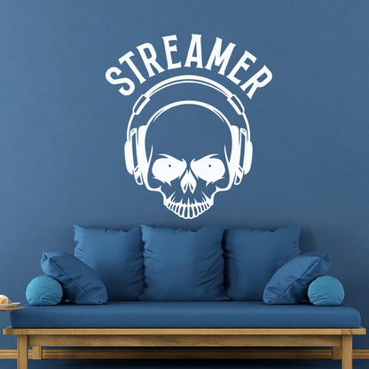 Streamer Gaming Zone Skull Headphones Engraving Stickers Removable Without Leaving Glue