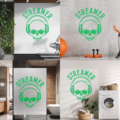 Streamer Gaming Zone Skull Headphones Engraving Stickers Removable Without Leaving Glue