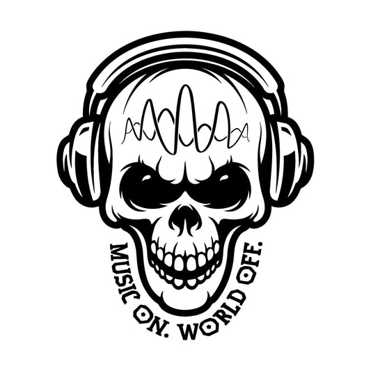Vinyl Wall Stickers Table Teen Skull Music Headphones Easy Installation