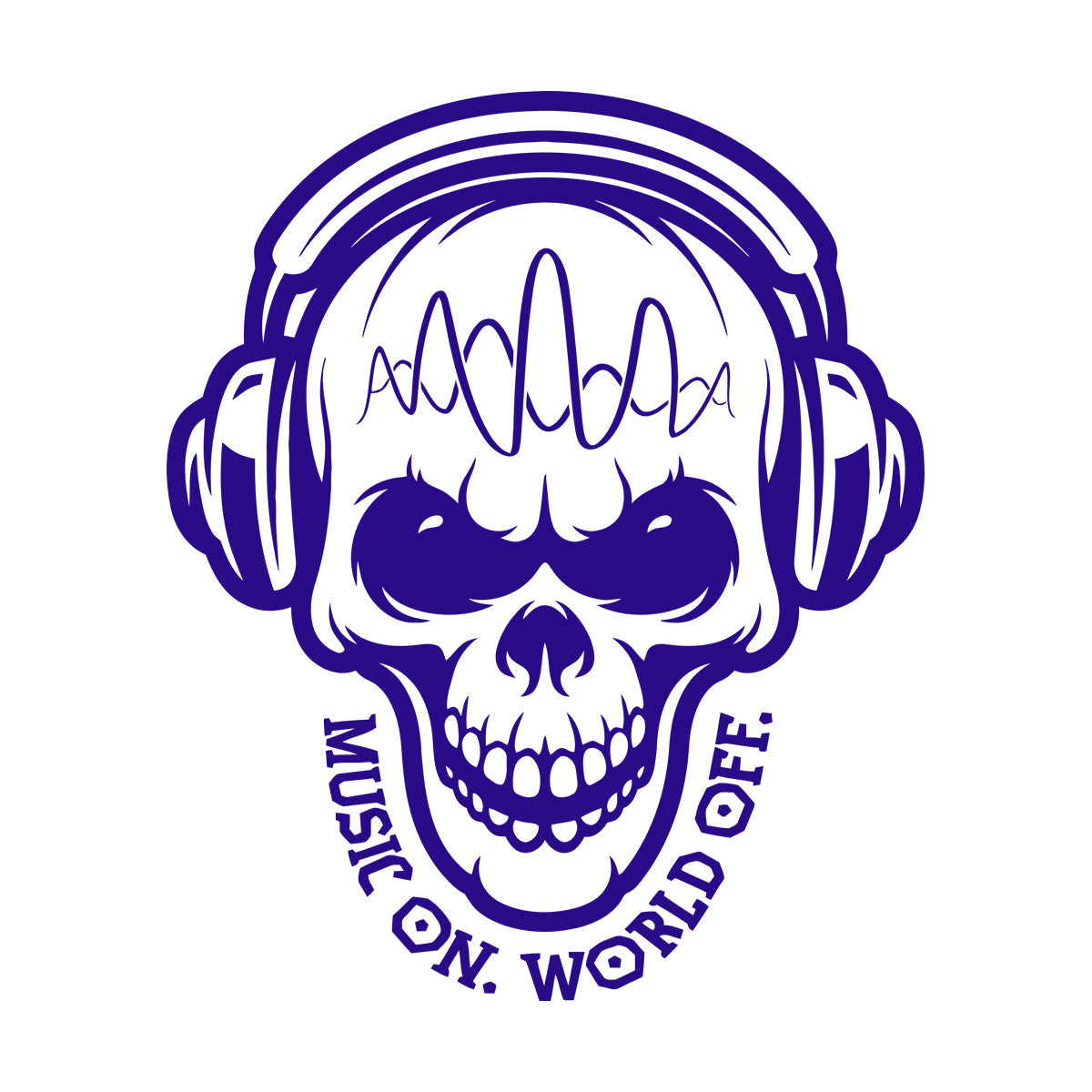 Vinyl Wall Stickers Table Teen Skull Music Headphones Easy Installation