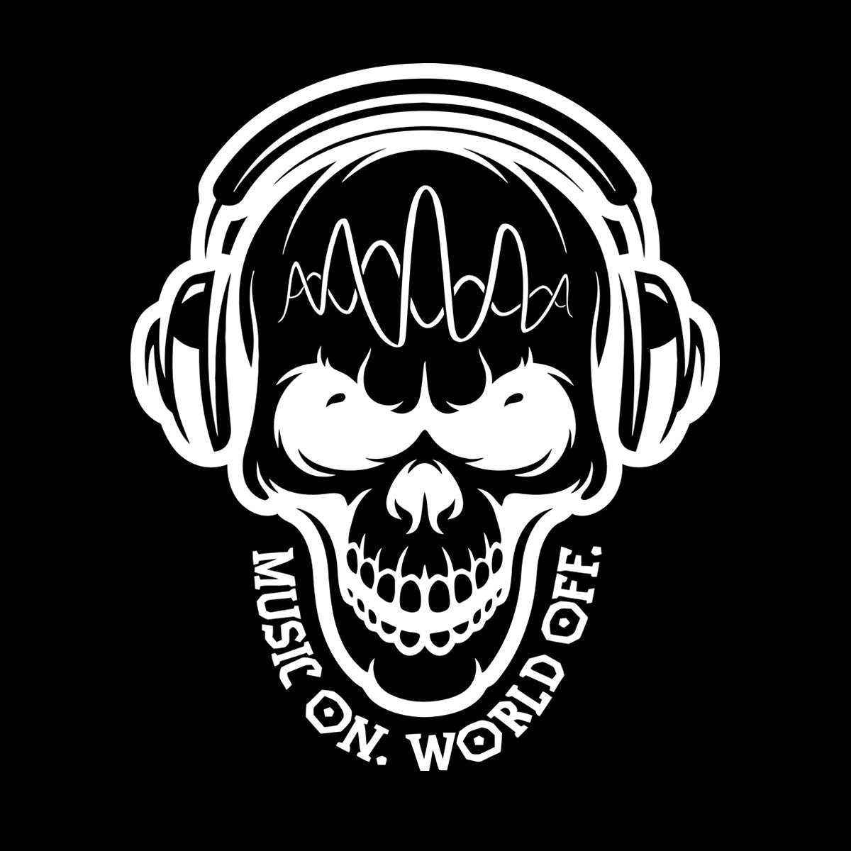 Vinyl Wall Stickers Table Teen Skull Music Headphones Easy Installation