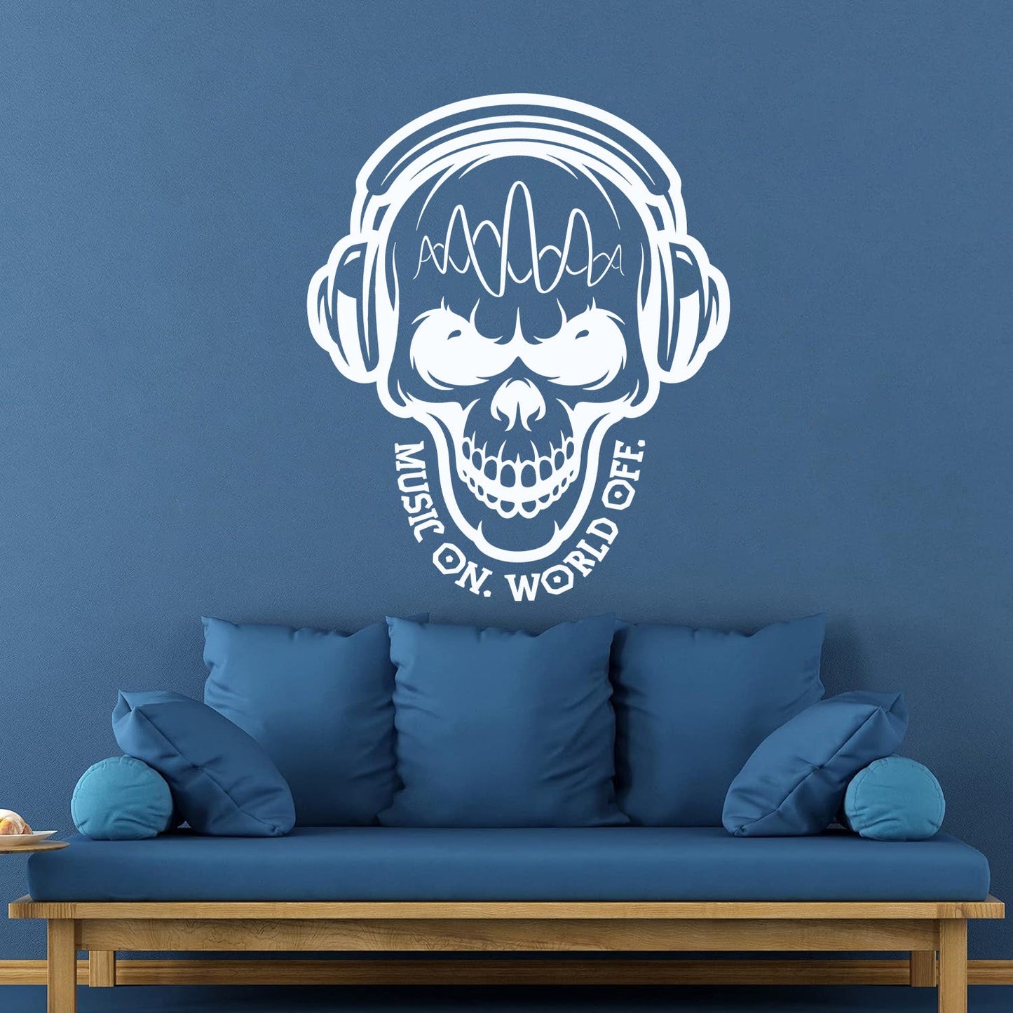 Vinyl Wall Stickers Table Teen Skull Music Headphones Easy Installation