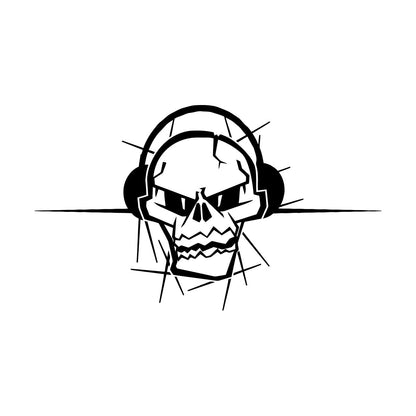 Wall Vinyl Sticker Decor Skull Teen Music Headphones Game Player Can Modify And Add Information