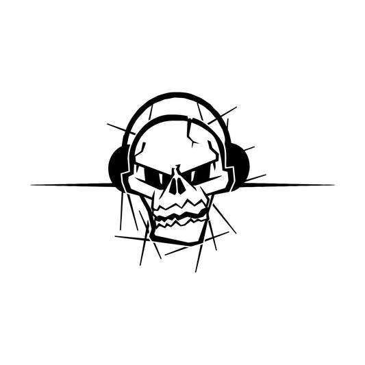 Wall Vinyl Sticker Decor Skull Teen Music Headphones Game Player Can Modify And Add Information