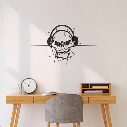Wall Vinyl Sticker Decor Skull Teen Music Headphones Game Player Can Modify And Add Information