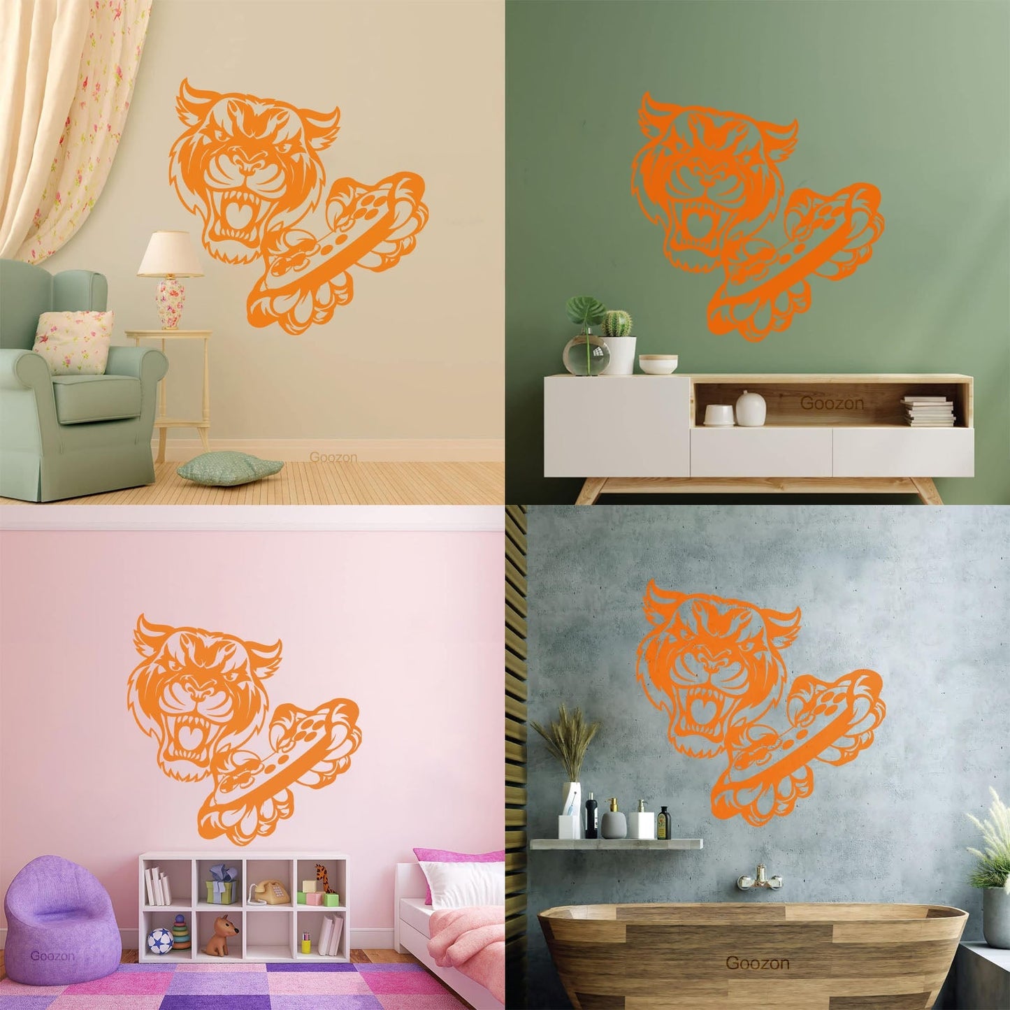 Wall Stickers Tiger Head Game Joystick Video Game Wall Beautification