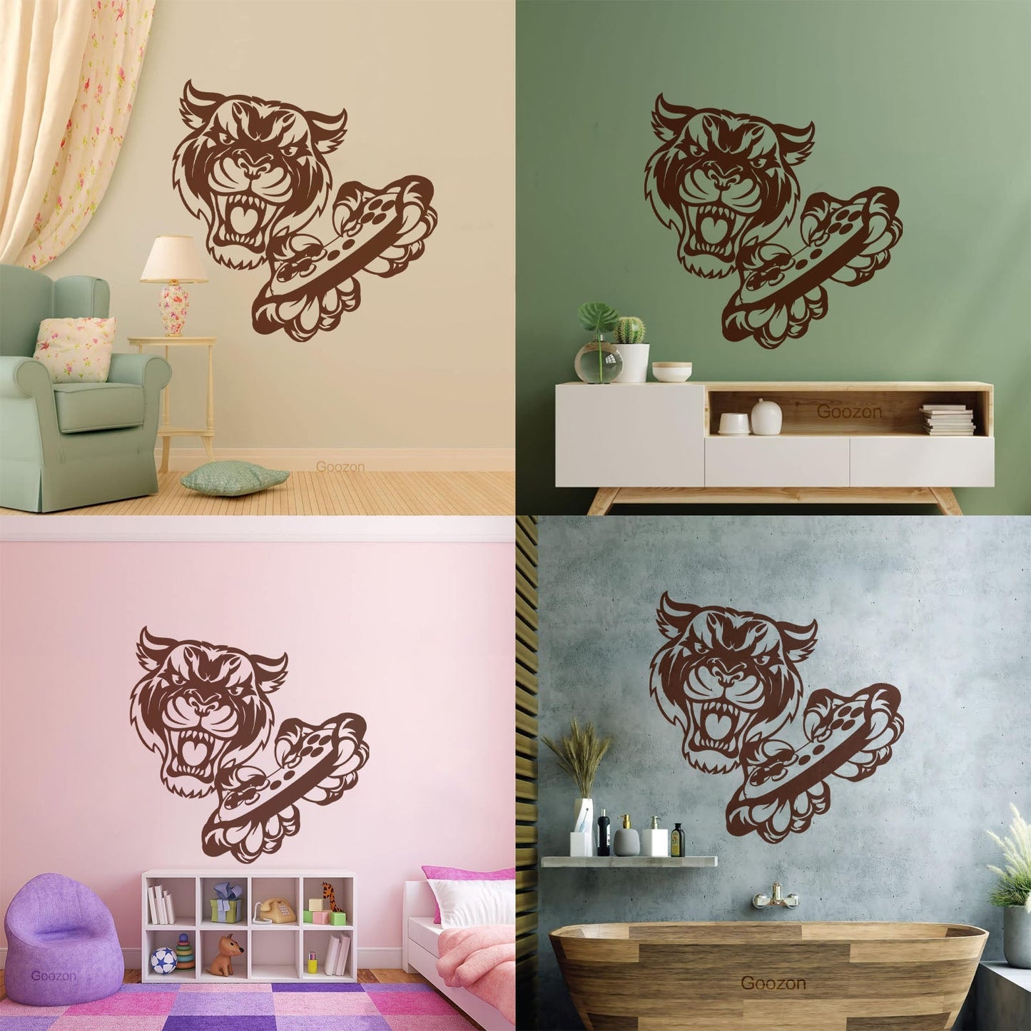 Wall Stickers Tiger Head Game Joystick Video Game Wall Beautification