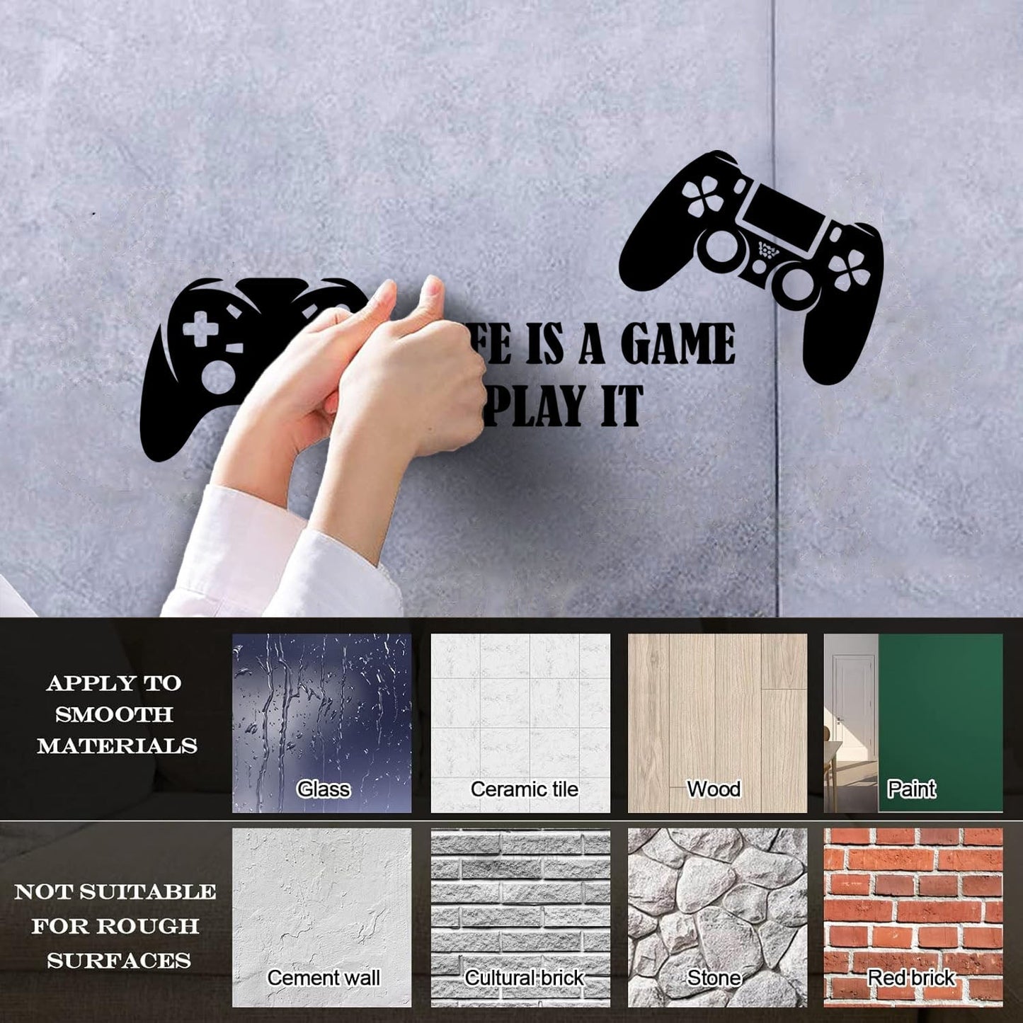 Mural And Wall Vinyl Decal Video Games Play Boys Two Joysticks Multi Color Selection