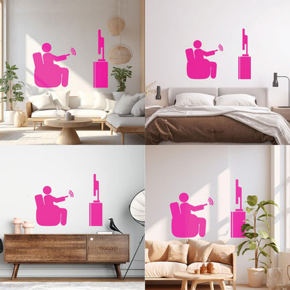 Wall Stickers Paster Paper Watch Tv Television Cinema Man Home Self Adhesive