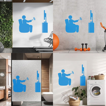 Wall Stickers Paster Paper Watch Tv Television Cinema Man Home Self Adhesive
