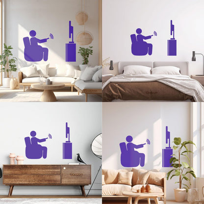 Wall Stickers Paster Paper Watch Tv Television Cinema Man Home Self Adhesive