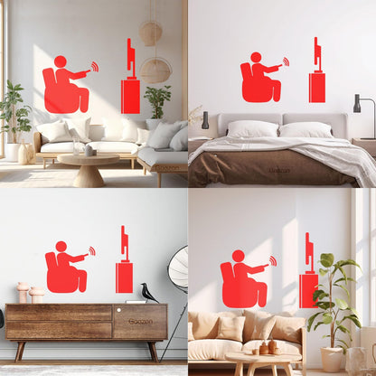 Wall Stickers Paster Paper Watch Tv Television Cinema Man Home Self Adhesive