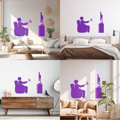 Wall Stickers Paster Paper Watch Tv Television Cinema Man Home Self Adhesive