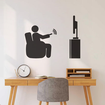 Wall Stickers Paster Paper Watch Tv Television Cinema Man Home Self Adhesive